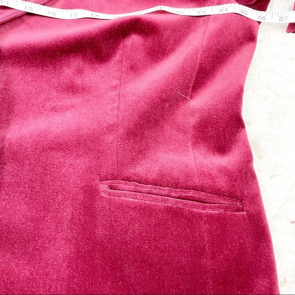 Dark academia/light Academia, Burgundy Velvet, Long lined blazer, plus size 18 - Picture 10 of 13